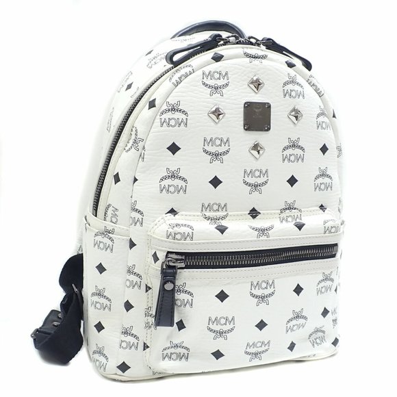MCM White Leather Backpack - Picture 1 of 9